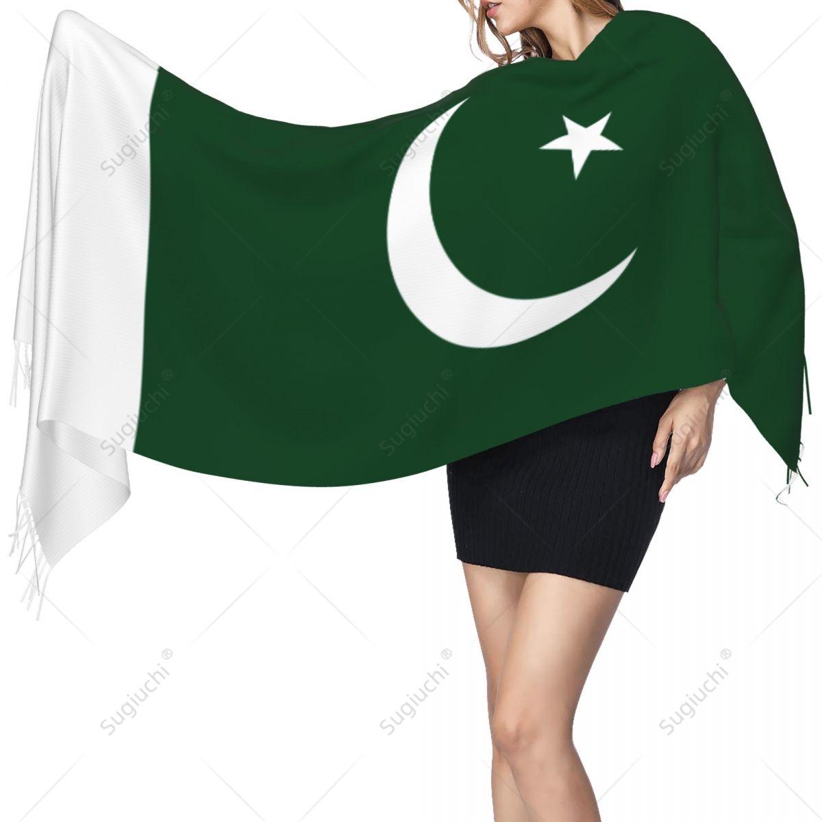 Women Fashion Pakistan - Sciarpa con bandiera pakistana Pashmina Sciarpe