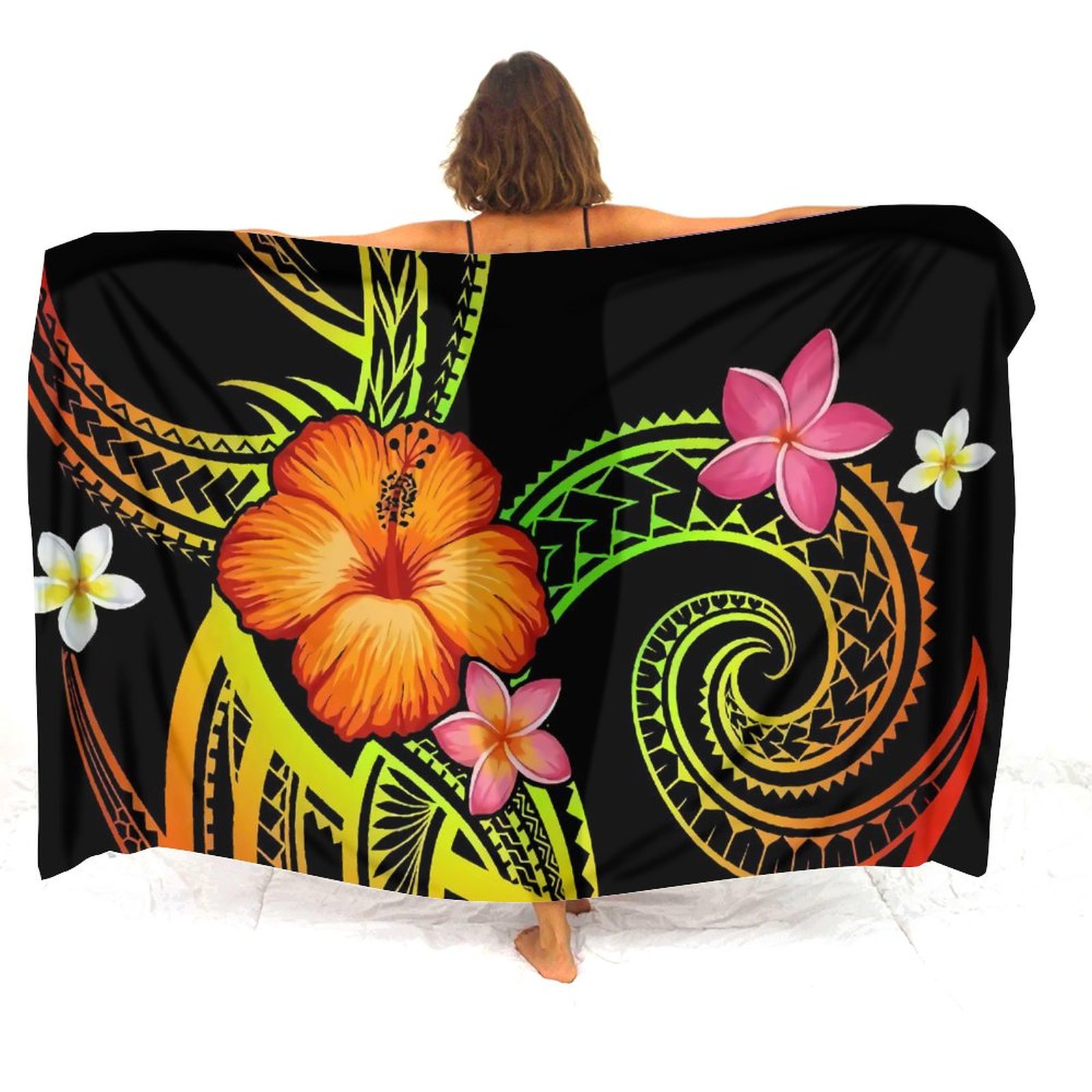 Printed Wrap Skirt - Polinesiano Stampa artistica Sarong Ladies Beach