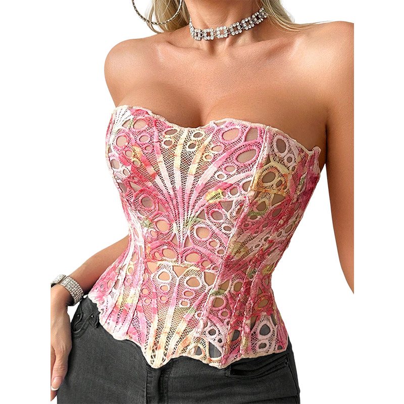Corset Top Boned - Corsetto Sexy in Rete Trasparente Traspirante,