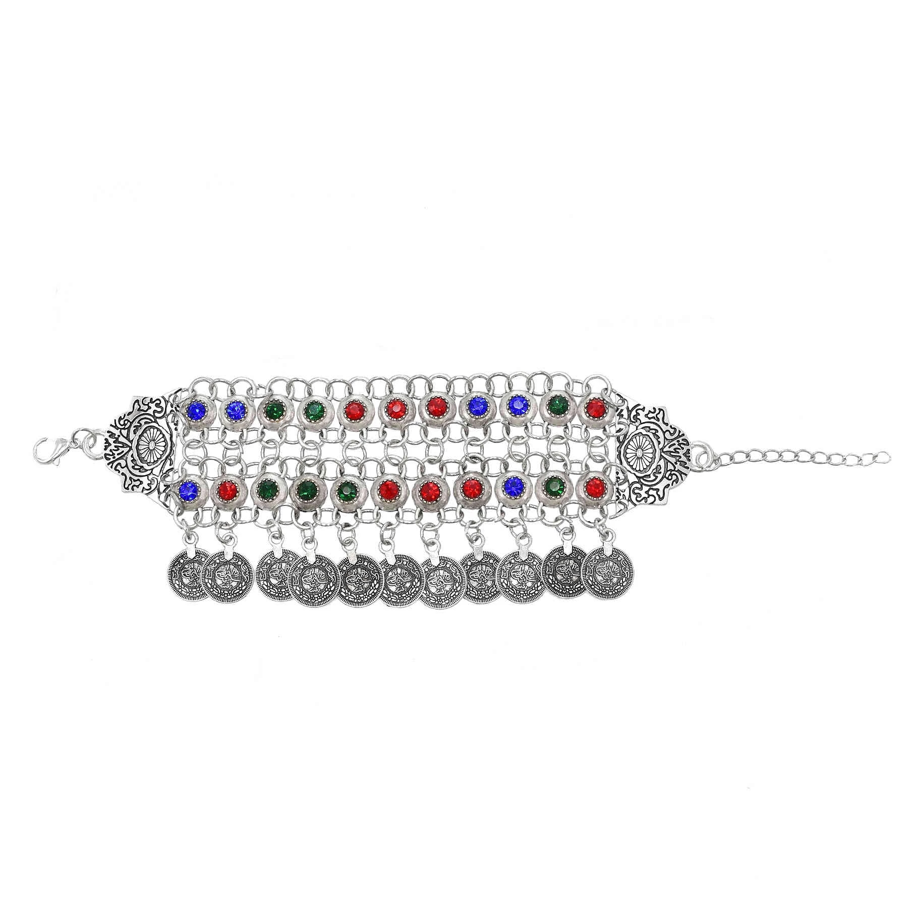 Women Fashion Pakistan - Braccialetto con moneta di cristallo colorato