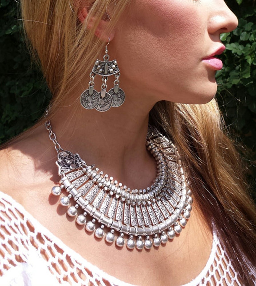 Women Fashion Pakistan - Vintage argenteo Beach Coins collana girocollo