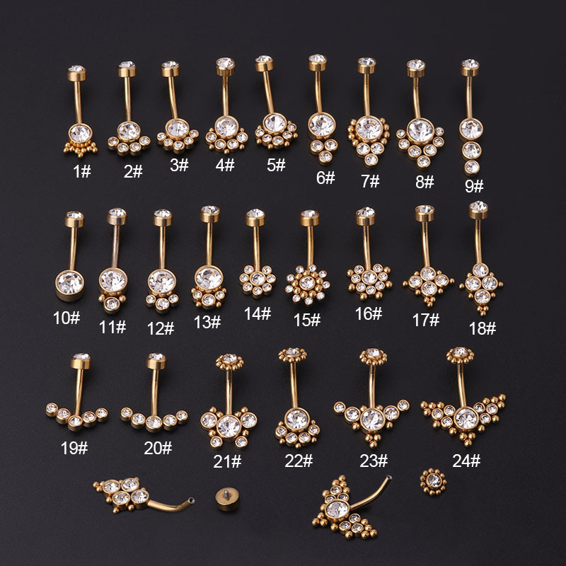 Women'S Fashion Rings Gold - Anelli per ombelico in zircone dorato,