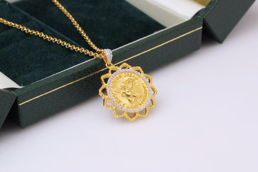 Women'S Fashion Victorian Era - Collana a catena con moneta romana