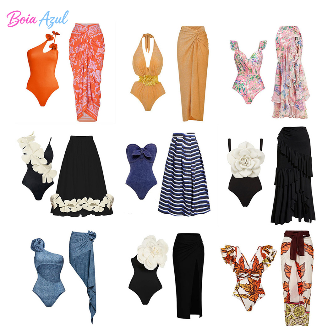 Printed Wrap Skirt - Costume da bagno intero con motivo