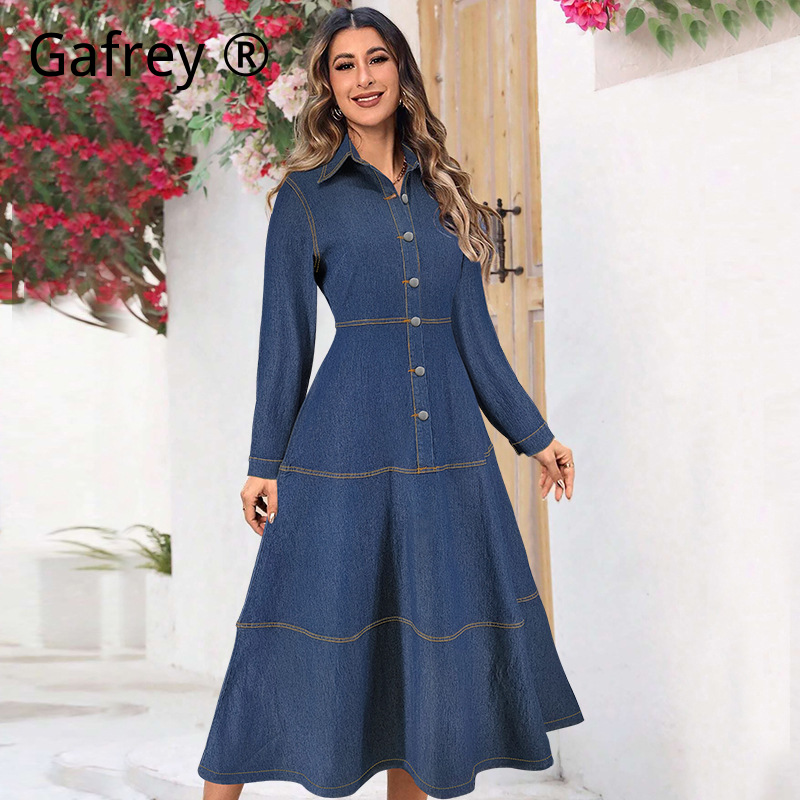 Nuovo Vestito Lungo in Jeans a - Belted Shirt Dress recensione e prezzo