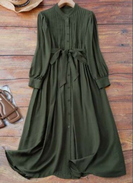 Abito maxi a camicia verde mil - Belted Shirt Dress recensione e prezzo